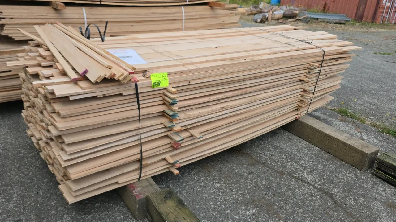Bundle of Wooster maple hardwood lumber. Tagged for 93250 handle, marked 400 board feet. Approx. 8'L x 1-1/2" thick.