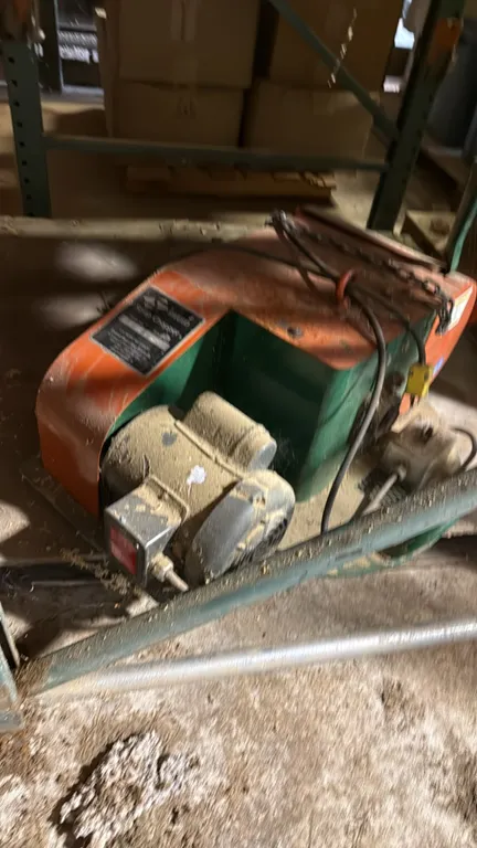 Sweed 450 AF WM scrap chopper. Features electric motor drive, manual feed lever, lifting loop, and external toggle switch box. S/N: 40241.
