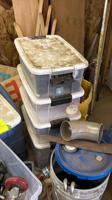 Assorted casters in (5) plastic storage totes. Includes a variety of plate-mount swivel casters and dual-wheel casters with latching plastic storage c
