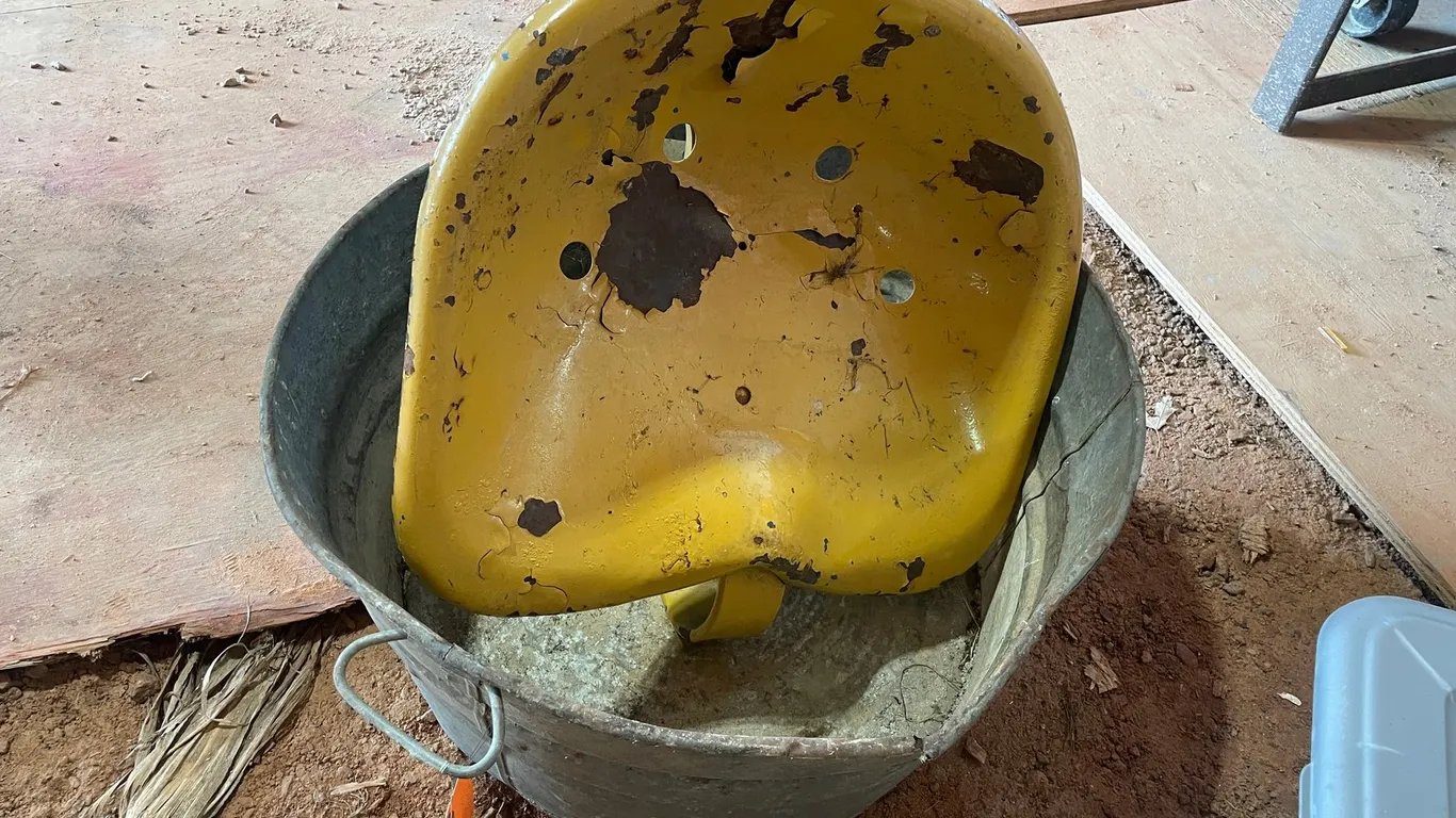 Galvanized Tub and Vintage Tractor Seat
