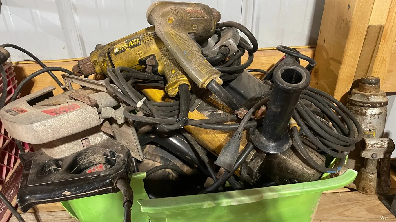 Tote of Corded Power Tools