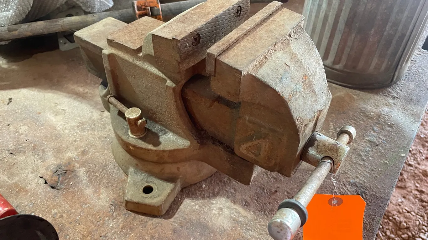 Bench Vise and Vintage Oil Can