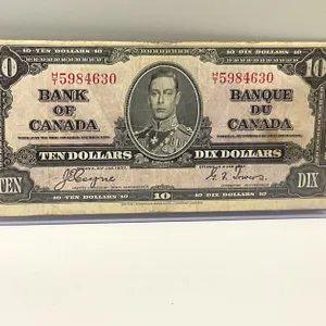 1937 $10 King George VI Canadian Note