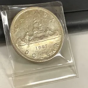 1947 Silver Canadian Dollar Coin