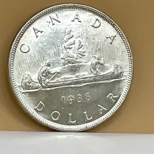 1936 Silver Canadian Dollar