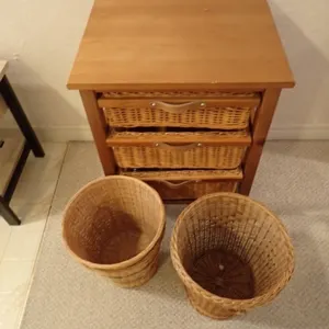 Wood & Wicker Storage Chest & Wicker Baskets