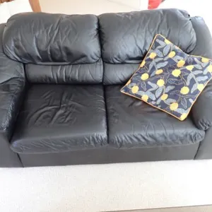 Black Leather Love Seat