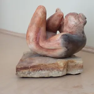 Signed Ceramic & Stone Figure Sculpture