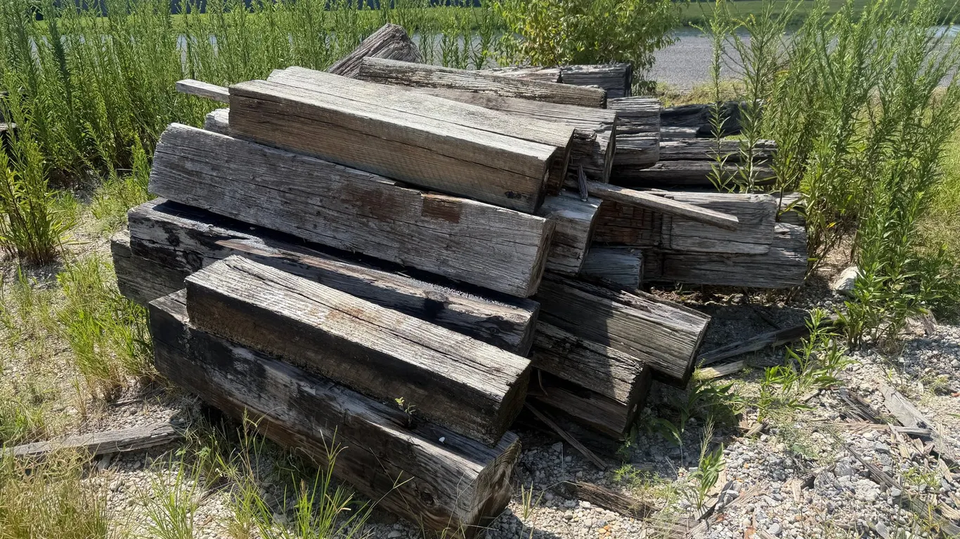 PILE OF RAILROAD TIES