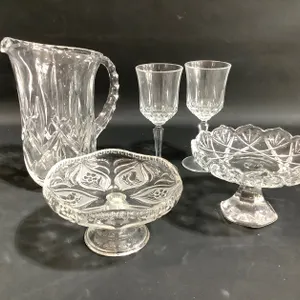Crystal Water Pitcher, Glass Candy Dishes & More