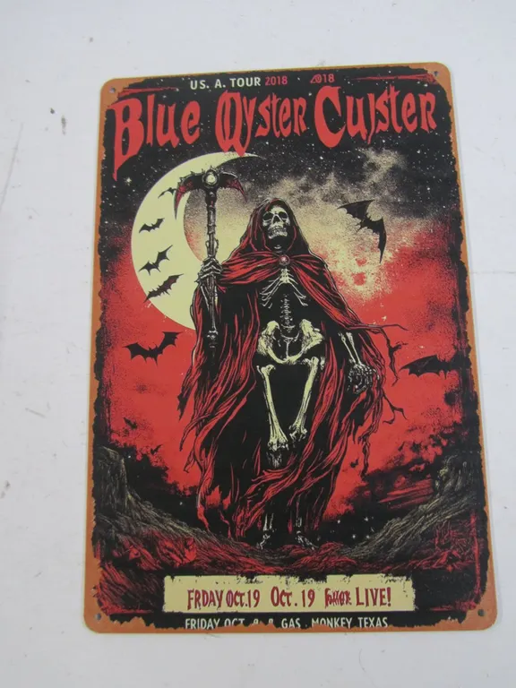 Metal Blue Oyster Culster Sign