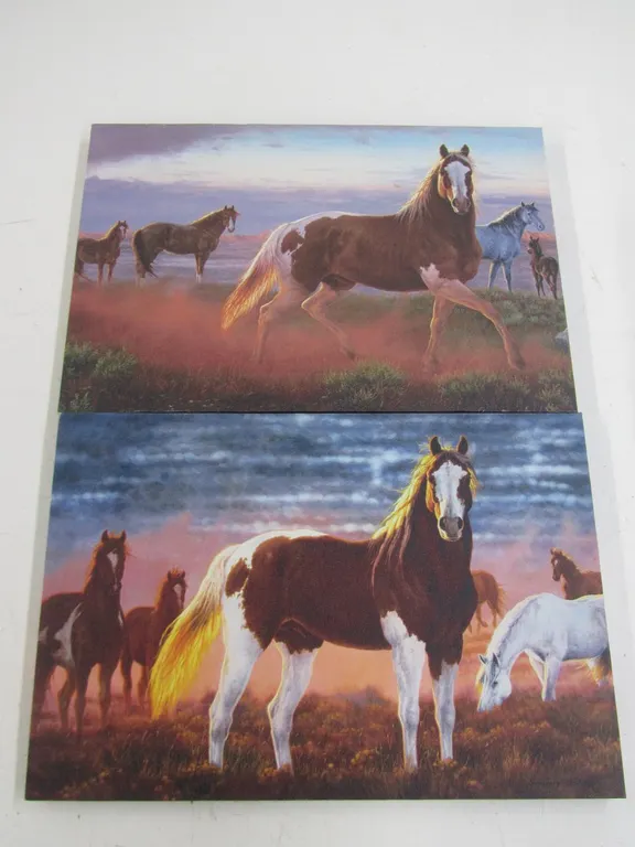 (2) Horse Prints On Canvas