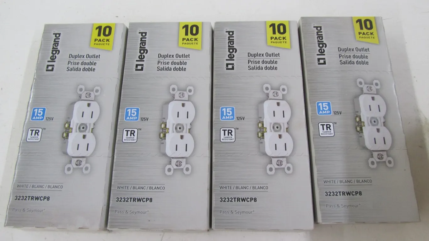 (4) Packs Of (10) Legrand Duplex Outlets