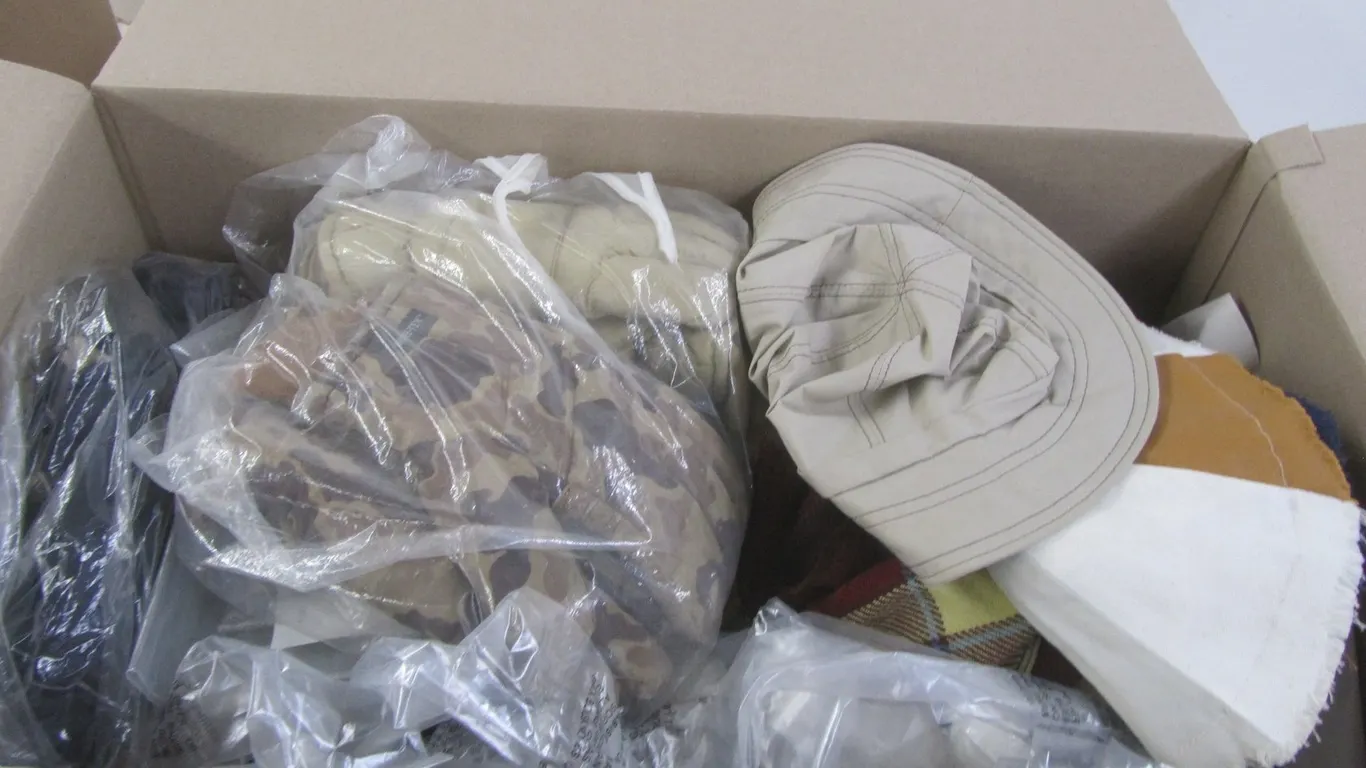 Box Full Of Assorted Hats, Gloves, And More