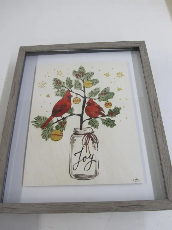 (3) Cardinal Artwork Pieces In Shadow Box Frames