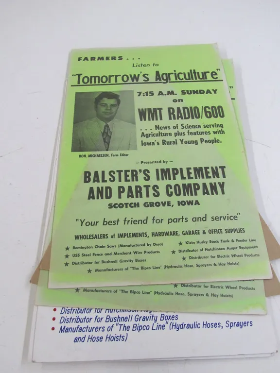 (6) Ballster's Implement And Parts Co. Advertisements