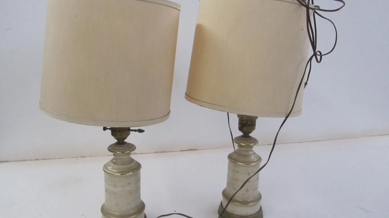 Pair Of Ceramic Table Lamps w/Shades