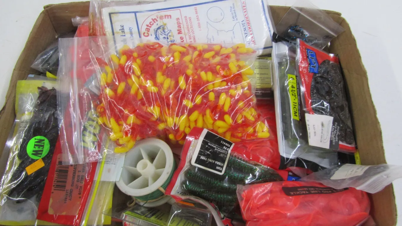 Flat Of Assorted Plastic Fishing Baits