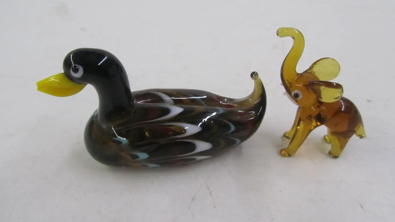 (2) Blown Glass Animal Figures