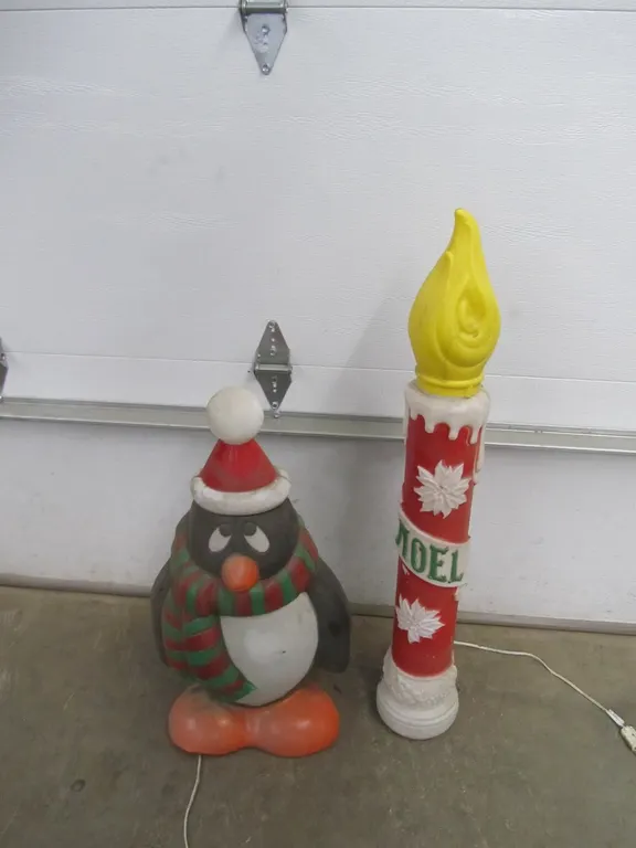 (2) Blow Mold Lighted Christmas Yard Decorations