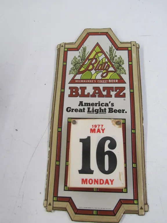 1977 Blatz Beer Calendar Wall Hanging