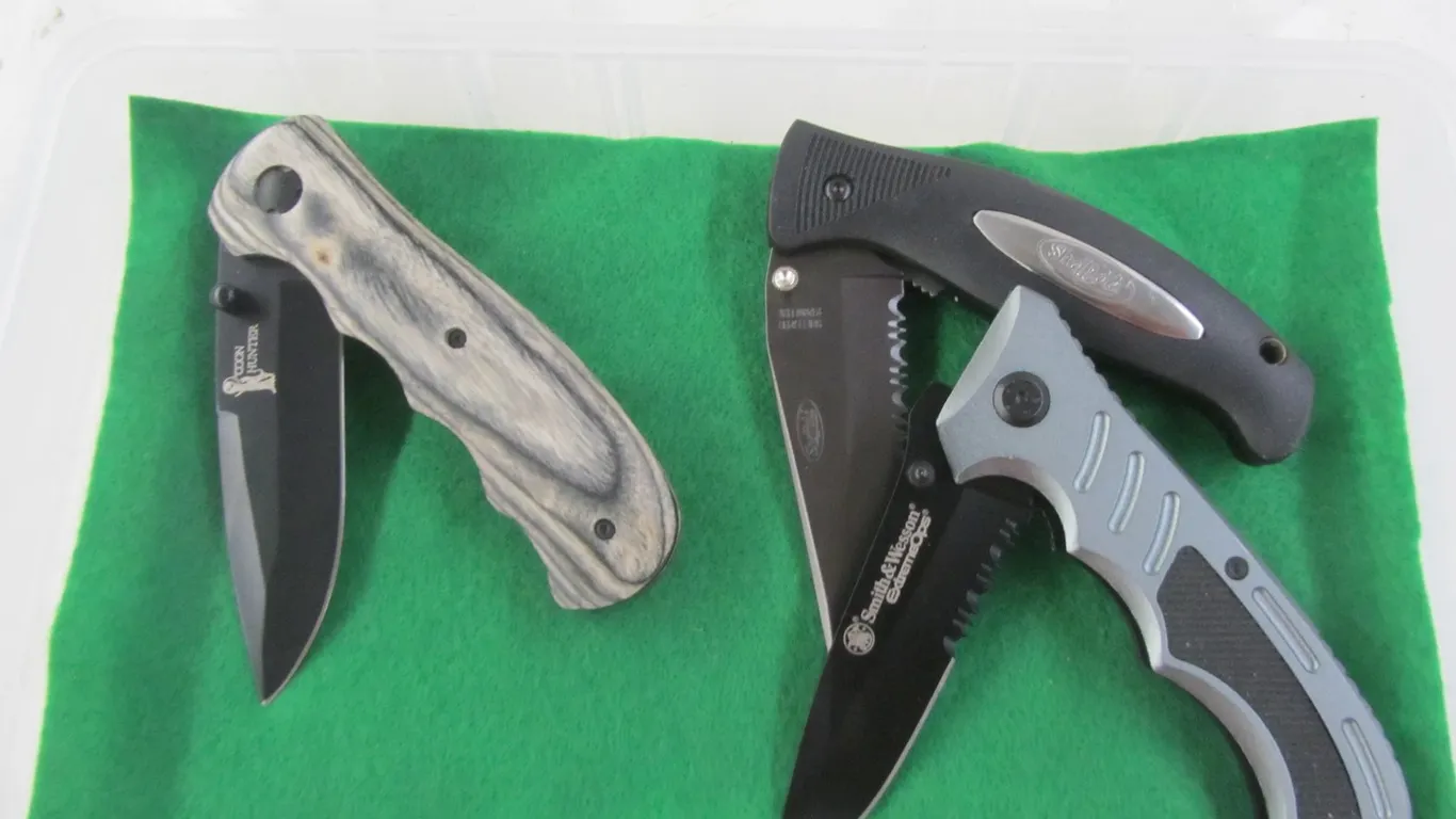 (3) Assorted Pocket Knives In Plano Elite Container