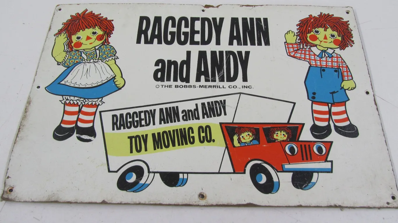 Vintage Raggedy Ann And Andy Toy Moving Co. Sign