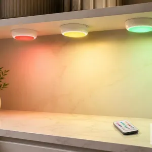 New  Totahow LED Puck Lights Battery Operated with Remote, 3 Pack 13 Colors Changeable LED Under Cabinet Lights,Stick on Lights with Dimmer and Timer 