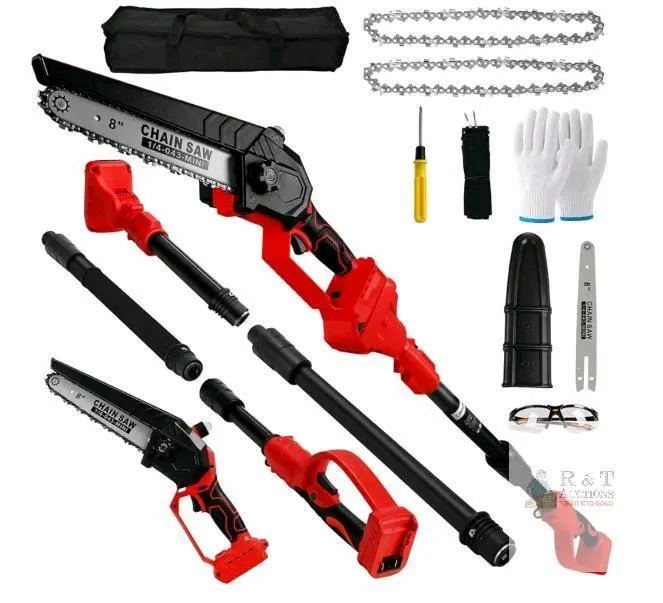 Cordless 8" Pole Saw - Formipow, Fits Milwaukee M18 18V, Extension Poles, Case, Chain, Accessories- battery not included