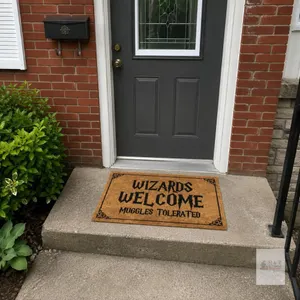 Wizards Welcome Tolerated Door Mat 30x17 Inch, Wizarding Doormat for Covered Outdoor Area, Wizarding Geeky Welcome Mat Outdoor Decor, Funny Nerd Gift,