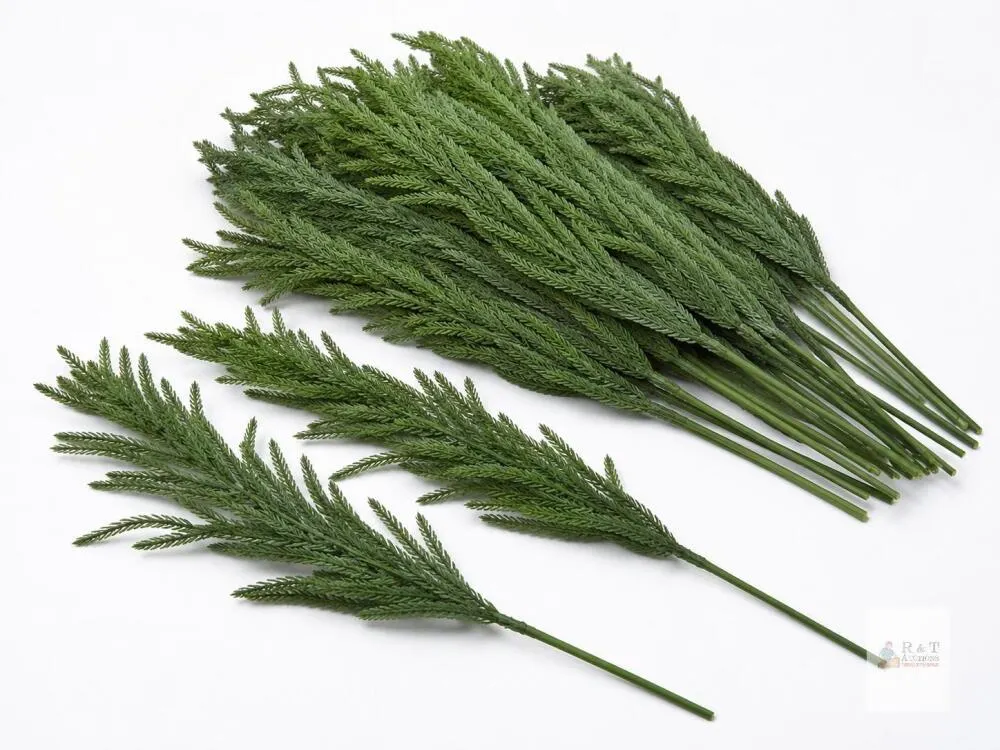 New 16 Pcs 18" Norfolk Pine Branch,Artificial Christmas Green Plants Branches Faux Greenery