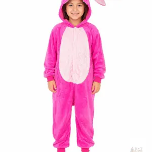 New Size 140 cm Kids’ Pink Plush Character Hooded Onesie Costume Pajamas