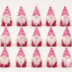 15-Piece Pink Polka-Dot Plush Hanging Gnome Decoration Lot