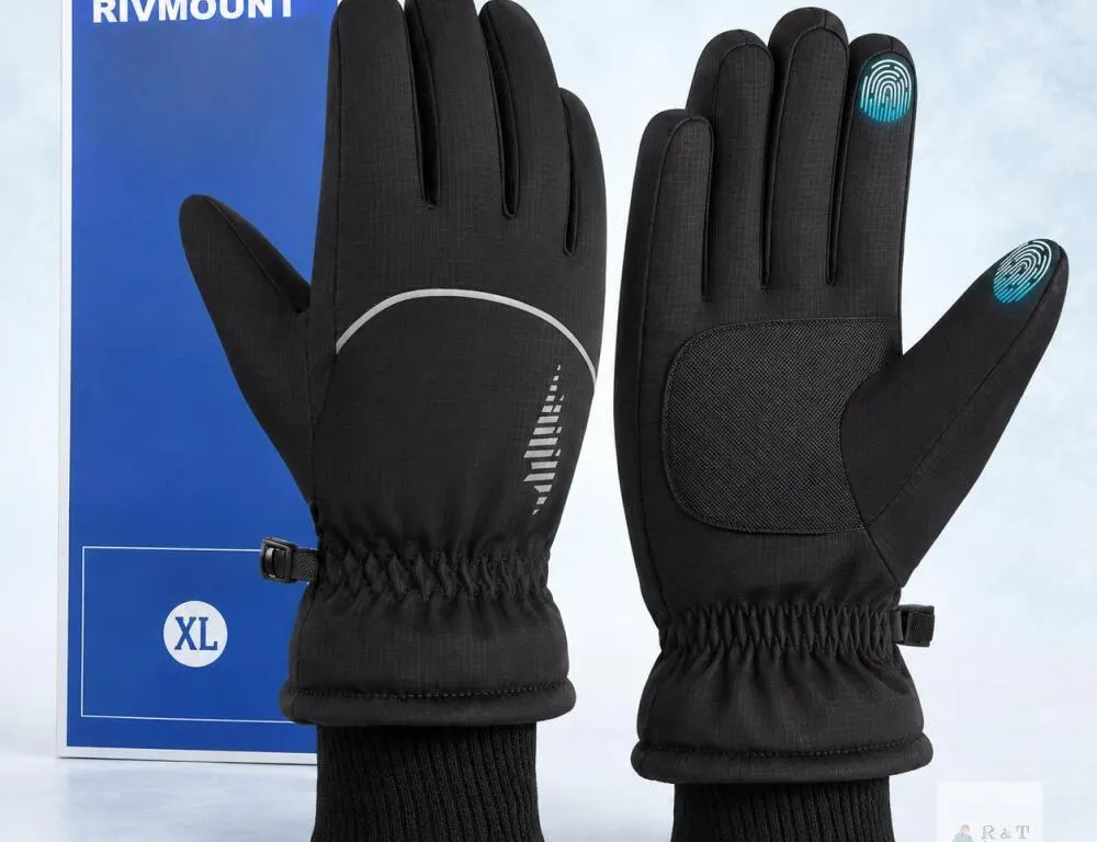 NEW XL Rivmount Waterproof Thermal Touchscreen Winter Gloves – Black