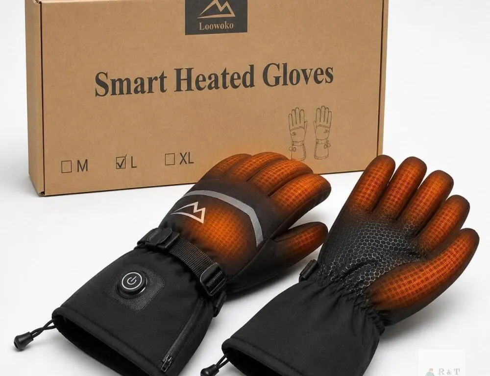 New Loowoko Size Large Heated Gloves for Men Women Rechargeable, Electric Heated Warm Winter Gloves for Motorcycle Skiing Bike Hunting Camping, 6000mA
