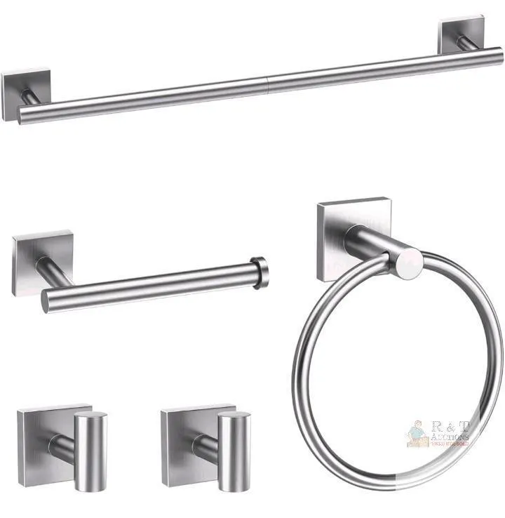 DUMDER 5-Piece Brushed Nickel Bathroom Hardware Set, 23.6" Towel Bar, 304 Stainless Steel