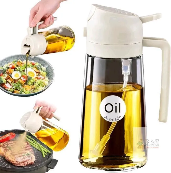 YARRAMATE Oil Sprayer & Dispenser, 16 oz Borosilicate Glass, Food Grade, Spray & Pour, Anti-Clog, Boxed