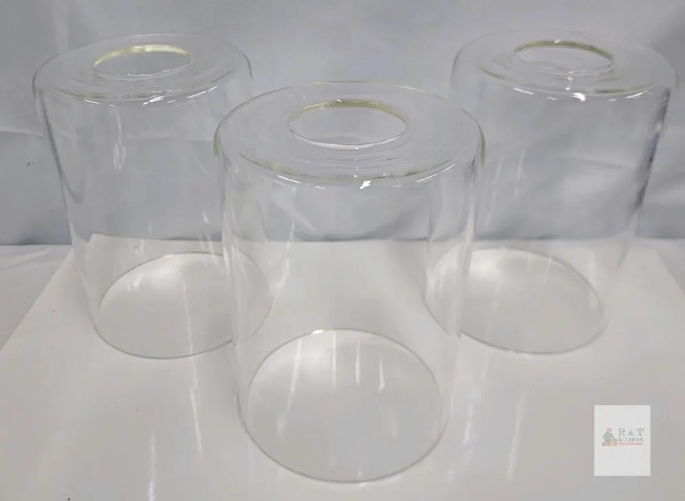 NEW Glass Lamp Chimneys, Clear Cylindrical Shades, 5 Inch Diameter, New - 3pcs , 5.5" tall & 3 ⅞" diameter
