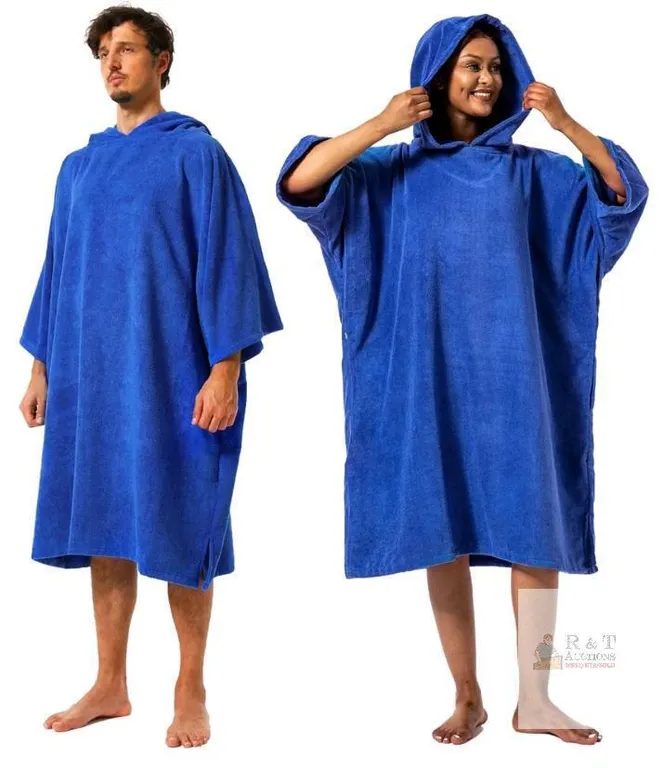 Winthome Hooded Surf Poncho Changing Robe, Medium, Blue, Quick-Dry Microfiber