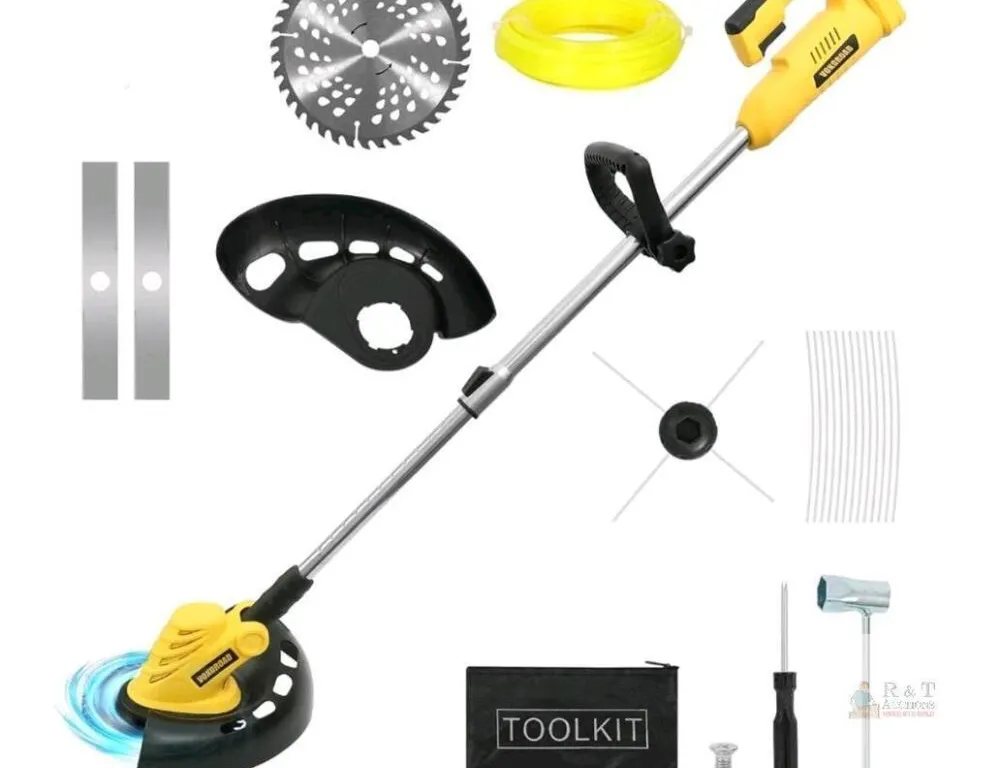 Vokoroad Cordless String Trimmer, 1200W, Brushless, 20V Dewalt Compatible, Saw & Metal Blades, 61"