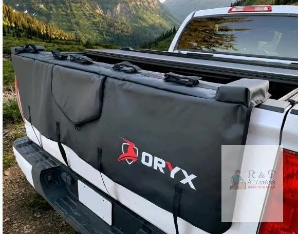 ORYX Pickup Tailgate Pad, Black, Fits Mid-Size Trucks, Waterproof PVC, 5-Bike Capacity, Secure Straps