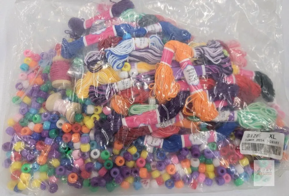 Assorted Craft Kit: 20+ Embroidery Floss Skeins, 200+ Pony Beads, Mixed Colors – DIY Supplies