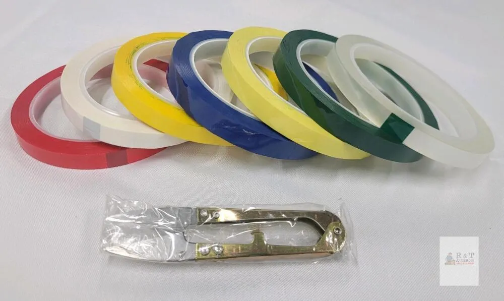 Colored Craft Tape 6-Pack (Red/White/Yellow/Blue/Green/Clear) with 4" Steel Thread Snip