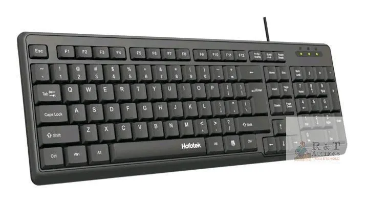 Hofotek K813 Wired USB Compact Membrane Office Keyboard, 104 Keys, US Layout, Black NEW