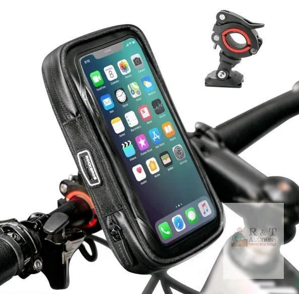 ROCKBROS 360° Rotatable Bike Phone Mount Bag, Fits Phones Up to 6.8", Water-Resistant with Touchscreen Compatibility