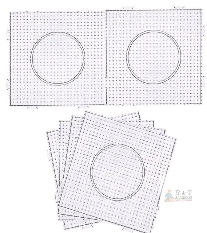 BANCHELLE Transparent 6" Square Fuse Bead Pegboards, Set of 6, 5mm Bead Compatible