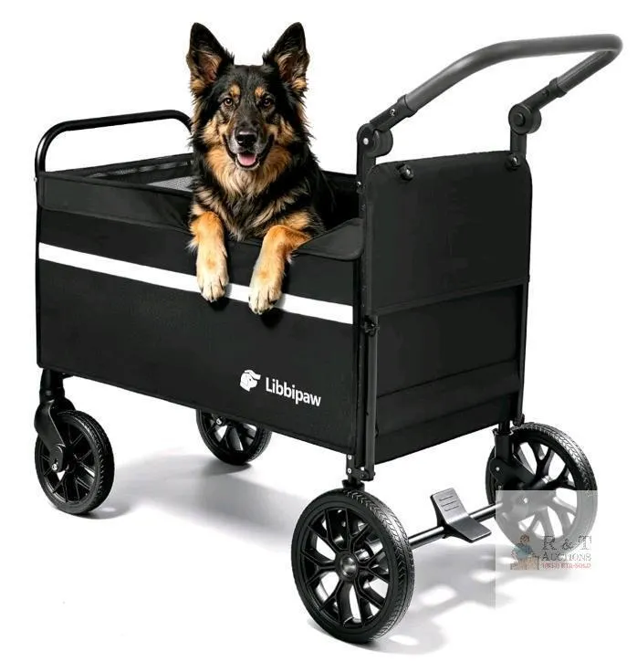 Libbipaw Foldable Dog Wagon Cart, 200 lb Capacity, Black, All-Terrain Wheels