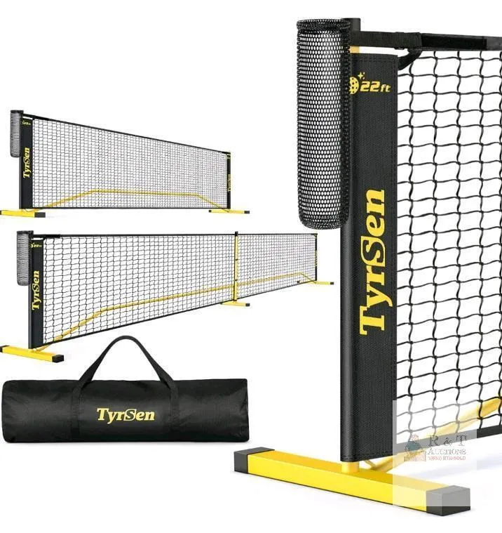 TyrSen 2-in-1 Portable Pickleball Net System, 11 ft & 22 ft Lengths, Frost-Coated Steel Frame