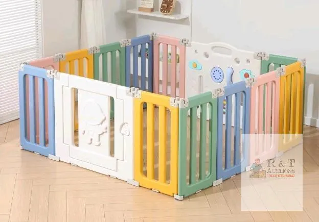 Bestgame Baby Playpen, 12 Panel Colorful Modular Gate, 54.7"x54.7" HDPE, Foldable, Lockable Door