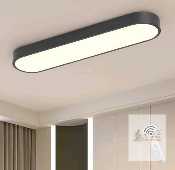 Linear Modern LED Ceiling Light, 25.6in Black, Dimmable, 36W, Remote, CCT 3000–6000K